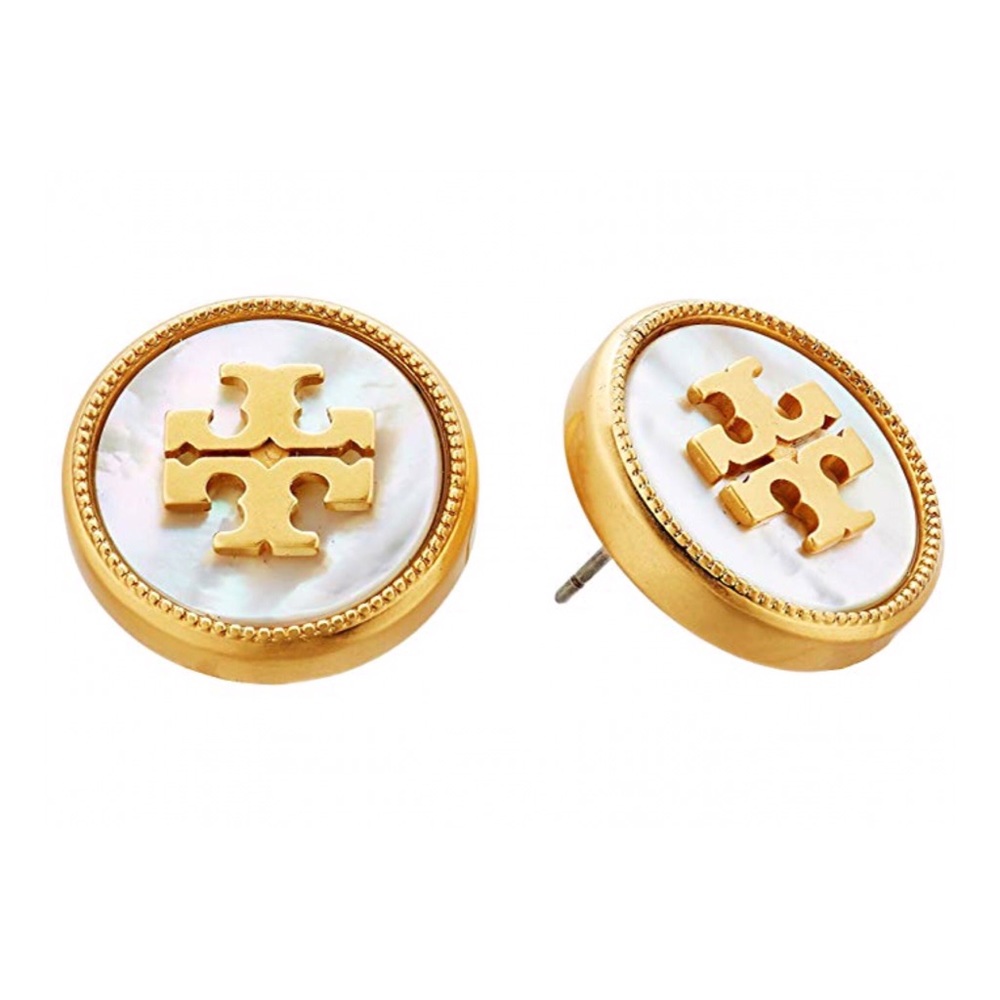 TORY BURCH • Semiprecious Stone Logo Earrings - Picture 3 of 7